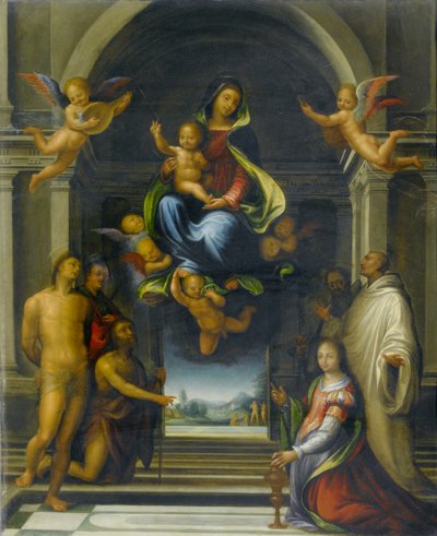 Die Jungfrau und das Kind umgeben von Heiligen, ca. 1570-1674 von Fra Bartolommeo